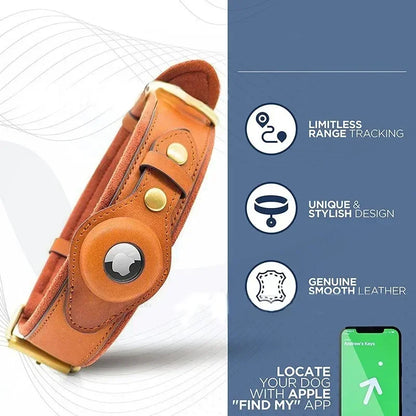 Leather AirTag Dog Collar