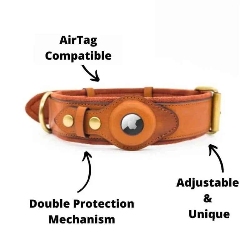 Leather AirTag Dog Collar