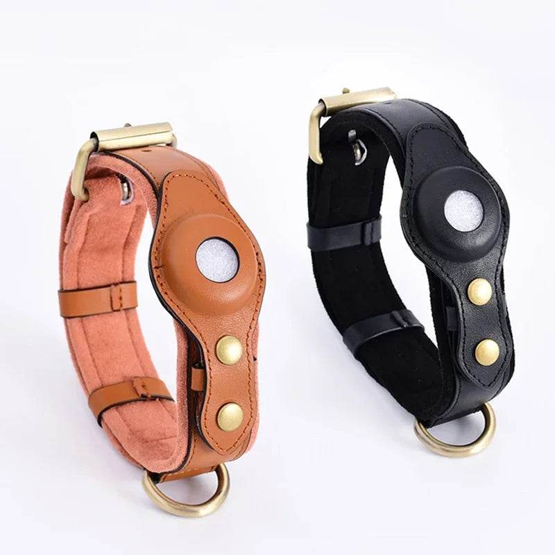 Leather AirTag Dog Collar